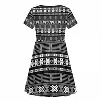 Pano De Terra Motifs Cabo Verde Kid Short Sleeve Dress Black Color
