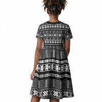 Pano De Terra Motifs Cabo Verde Kid Short Sleeve Dress Black Color