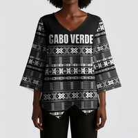 Pano De Terra Motifs Cabo Verde Kimono Sleeve Blouse Black Color