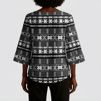 Pano De Terra Motifs Cabo Verde Kimono Sleeve Blouse Black Color