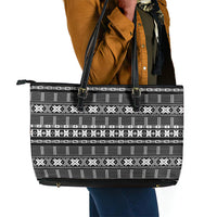 Pano De Terra Motifs Cabo Verde Leather Tote Bag Black Color