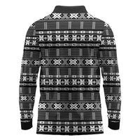 Pano De Terra Motifs Cabo Verde Long Sleeve Polo Shirt Black Color