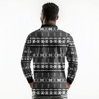 Pano De Terra Motifs Cabo Verde Long Sleeve Polo Shirt Black Color