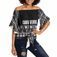 Pano De Terra Motifs Cabo Verde Off Shoulder Wrap Waist Top Black Color