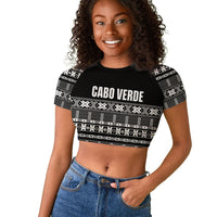 Pano De Terra Motifs Cabo Verde Raglan Cropped T shirt Black Color