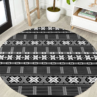 Pano De Terra Motifs Cabo Verde Round Carpet Black Color