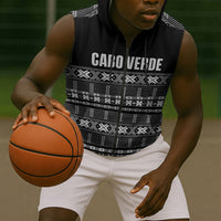 Pano De Terra Motifs Cabo Verde Sleeveless Zip Hoodie Black Color