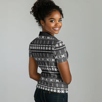 Pano De Terra Motifs Cabo Verde Women Polo Shirt Black Color