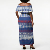 Pano De Terra Motifs Cabo Verde Off Shoulder Maxi Dress Flag Color
