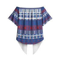 Pano De Terra Motifs Cabo Verde Off Shoulder Wrap Waist Top Flag Color
