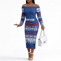 Pano De Terra Motifs Cabo Verde Off The Shoulder Long Sleeve Dress Flag Color