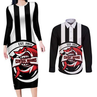 Central Trinidad and Tobago Football Custom Couples Matching Long Sleeve Bodycon Dress and Long Sleeve Button Shirt Come On Sharks Est 2012 - Wonder Print Shop