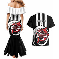 Central Trinidad and Tobago Football Custom Couples Matching Mermaid Dress and Hawaiian Shirt Come On Sharks Est 2012 - Wonder Print Shop