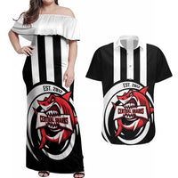 Central Trinidad and Tobago Football Custom Couples Matching Off Shoulder Maxi Dress and Hawaiian Shirt Come On Sharks Est 2012 - Wonder Print Shop