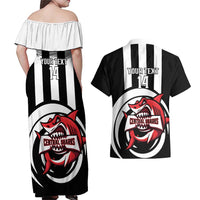 Central Trinidad and Tobago Football Custom Couples Matching Off Shoulder Maxi Dress and Hawaiian Shirt Come On Sharks Est 2012 - Wonder Print Shop