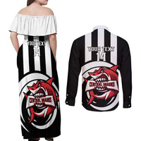 Central Trinidad and Tobago Football Custom Couples Matching Off Shoulder Maxi Dress and Long Sleeve Button Shirt Come On Sharks Est 2012 - Wonder Print Shop