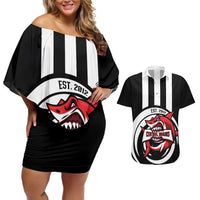 Central Trinidad and Tobago Football Custom Couples Matching Off Shoulder Short Dress and Hawaiian Shirt Come On Sharks Est 2012 - Wonder Print Shop