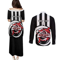 Central Trinidad and Tobago Football Custom Couples Matching Puletasi and Long Sleeve Button Shirt Come On Sharks Est 2012 - Wonder Print Shop
