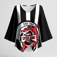 Central Trinidad and Tobago Football Custom Kimono Sleeve Blouse Come On Sharks Est 2012 - Wonder Print Shop