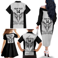 Cavalier Jamaica Football Custom Family Matching Off The Shoulder Long Sleeve Dress and Hawaiian Shirt Come On Eagles - Wonder Print Shop