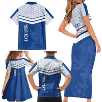 Mount Pleasant Jamaica Football Custom Family Matching Short Sleeve Bodycon Dress and Hawaiian Shirt Come On Stush - Wonder Print Shop