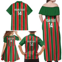 Robinhood Suriname Football Custom Family Matching Off Shoulder Maxi Dress and Hawaiian Shirt Go Geen Strijd - Wonder Print Shop