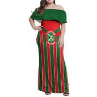 Robinhood Suriname Football Custom Family Matching Off Shoulder Maxi Dress and Hawaiian Shirt Go Geen Strijd - Wonder Print Shop