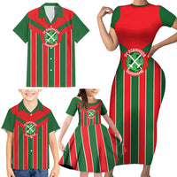 Robinhood Suriname Football Custom Family Matching Short Sleeve Bodycon Dress and Hawaiian Shirt Go Geen Strijd - Wonder Print Shop