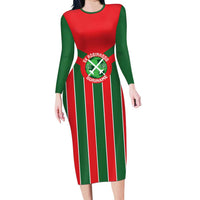 Robinhood Suriname Football Custom Long Sleeve Bodycon Dress Go Geen Strijd - Wonder Print Shop