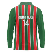 Robinhood Suriname Football Custom Long Sleeve Polo Shirt Go Geen Strijd - Wonder Print Shop