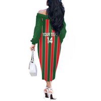 Robinhood Suriname Football Custom Off The Shoulder Long Sleeve Dress Go Geen Strijd - Wonder Print Shop