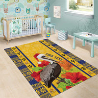 Personalized Barbados Christmas Area Rug Bajan Xmas Brown Pelican Santa - Wonder Print Shop