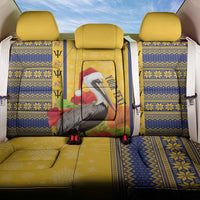Personalized Barbados Christmas Back Car Seat Cover Bajan Xmas Brown Pelican Santa - Wonder Print Shop
