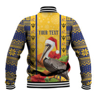 Personalized Barbados Christmas Baseball Jacket Bajan Xmas Brown Pelican Santa - Wonder Print Shop
