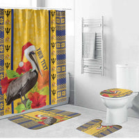 Personalized Barbados Christmas Bathroom Set Bajan Xmas Brown Pelican Santa - Wonder Print Shop