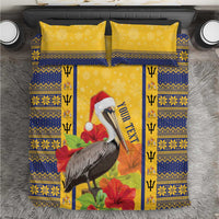 Personalized Barbados Christmas Bedding Set Bajan Xmas Brown Pelican Santa - Wonder Print Shop