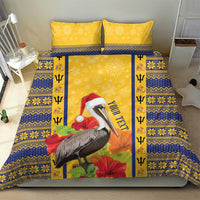 Personalized Barbados Christmas Bedding Set Bajan Xmas Brown Pelican Santa - Wonder Print Shop
