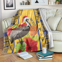 Personalized Barbados Christmas Blanket Bajan Xmas Brown Pelican Santa - Wonder Print Shop