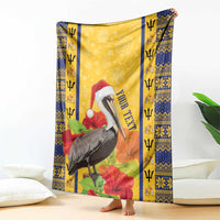 Personalized Barbados Christmas Blanket Bajan Xmas Brown Pelican Santa - Wonder Print Shop