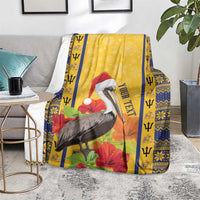 Personalized Barbados Christmas Blanket Bajan Xmas Brown Pelican Santa - Wonder Print Shop