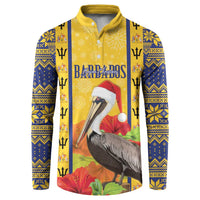 Personalized Barbados Christmas Button Sweatshirt Bajan Xmas Brown Pelican Santa - Wonder Print Shop
