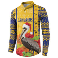 Personalized Barbados Christmas Button Sweatshirt Bajan Xmas Brown Pelican Santa - Wonder Print Shop