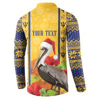 Personalized Barbados Christmas Button Sweatshirt Bajan Xmas Brown Pelican Santa - Wonder Print Shop
