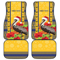 Personalized Barbados Christmas Car Mats Bajan Xmas Brown Pelican Santa - Wonder Print Shop