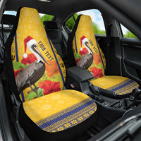 Personalized Barbados Christmas Car Seat Cover Bajan Xmas Brown Pelican Santa - Wonder Print Shop
