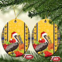 Personalized Barbados Christmas Ceramic Ornament Bajan Xmas Brown Pelican Santa - Wonder Print Shop