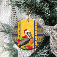 Personalized Barbados Christmas Ceramic Ornament Bajan Xmas Brown Pelican Santa - Wonder Print Shop