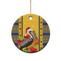 Personalized Barbados Christmas Ceramic Ornament Bajan Xmas Brown Pelican Santa - Wonder Print Shop