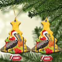Personalized Barbados Christmas Ceramic Ornament Bajan Xmas Brown Pelican Santa - Wonder Print Shop