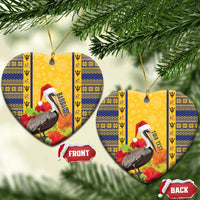 Personalized Barbados Christmas Ceramic Ornament Bajan Xmas Brown Pelican Santa - Wonder Print Shop
